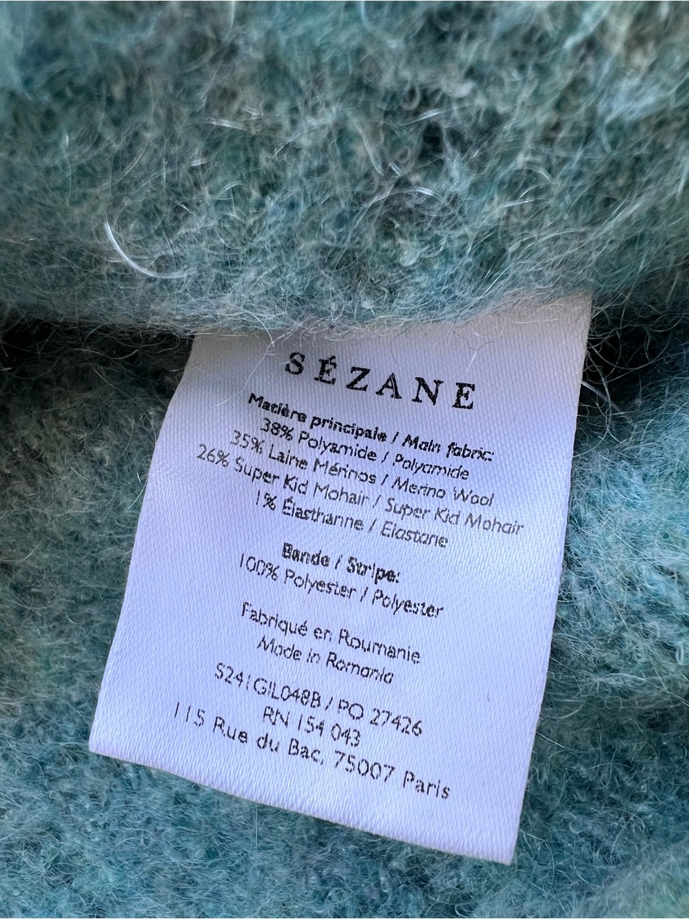 Sézane Antonetta Cardigan Island Blue Super Kid Mohair Wool Small - Picture 6 of 8